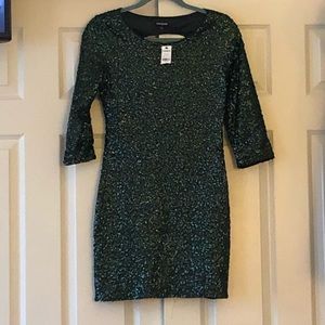 EXPRESS Green Sequin Party Dress